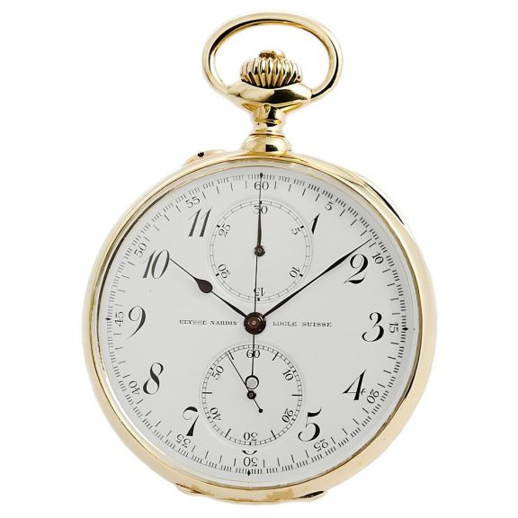 Swiss gold open faced chronograph pocket watch Circa 1910