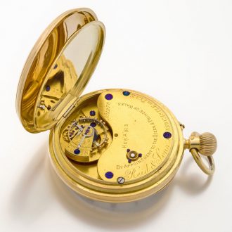 English gold chronometer quality watch with carrousel Circa 1882