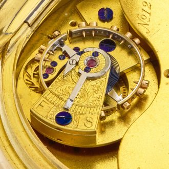 English gold chronometer quality watch with carrousel Circa 1882