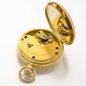 English gold chronometer quality watch with carrousel Circa 1882