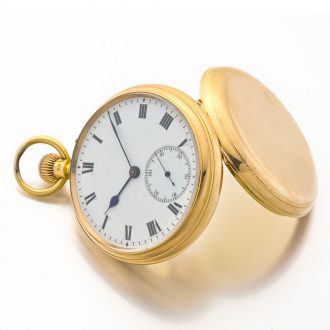 English gold chronometer quality watch with carrousel Circa 1882