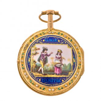 Swiss exclusive gold and enamel repeating verge watch Circa 1790