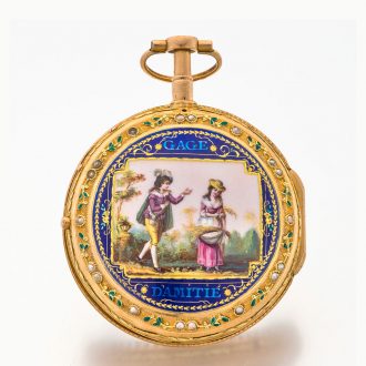 Swiss exclusive gold and enamel repeating verge watch Circa 1790 Swiss exclusive gold and enamel repeating verge watch Circa 1790