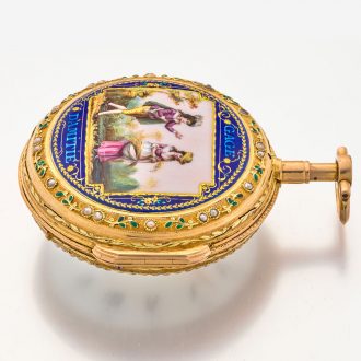 Swiss exclusive gold and enamel repeating verge watch Circa 1790 Swiss exclusive gold and enamel repeating verge watch Circa 1790