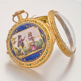 Swiss exclusive gold and enamel repeating verge watch Circa 1790 Swiss exclusive gold and enamel repeating verge watch Circa 1790