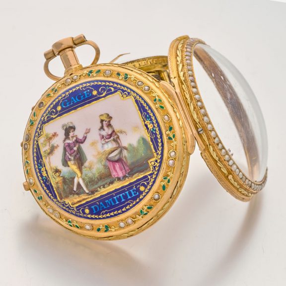 Swiss exclusive gold and enamel repeating verge watch Circa 1790 Swiss exclusive gold and enamel repeating verge watch Circa 1790
