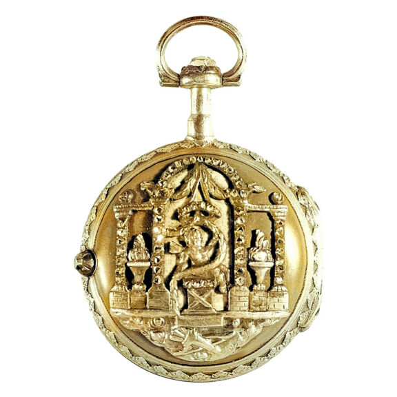 Decorative French gold open faced verge pocket watch Circa 1790