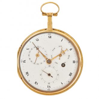 Swiss 14 carat gold verge watch with double calendar Circa 1790
