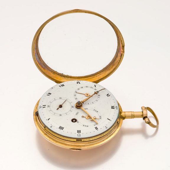 Swiss 14 carat gold verge watch with double calendar Circa 1790 Swiss 14 carat gold verge watch with double calendar Circa 1790