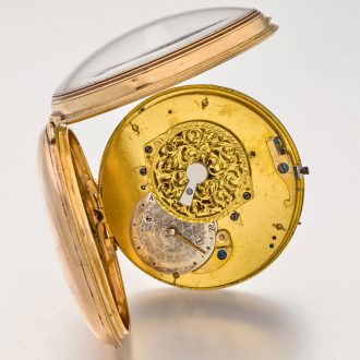 Swiss 14 carat gold verge watch with double calendar Circa 1790