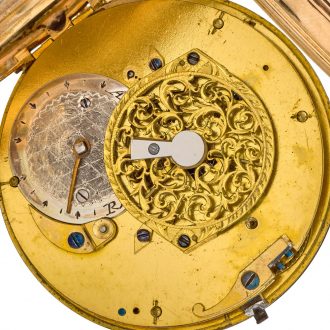 Swiss 14 carat gold verge watch with double calendar Circa 1790