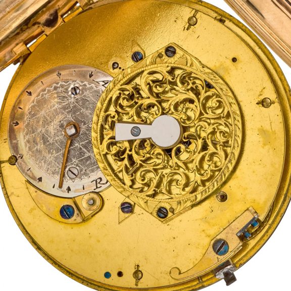 Swiss 14 carat gold verge watch with double calendar Circa 1790 Swiss 14 carat gold verge watch with double calendar Circa 1790