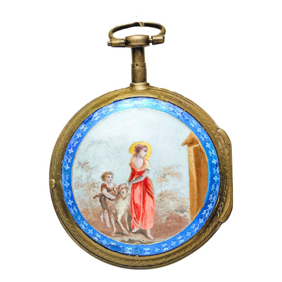 Swiss verge pocket watch with enamel painting Circa 1790