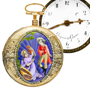 French gold, painted enamel and diamond-set pocket watch Circa 1785