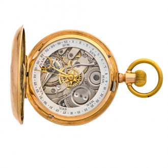 Swiss 14 carat pink gold double dialled calendar watch Circa 1890