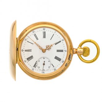Swiss 14 carat pink gold double dialled calendar watch Circa 1890