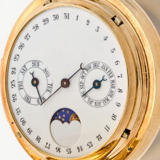 Rare Swiss gold double dialled repeating calendar watch Circa 1890