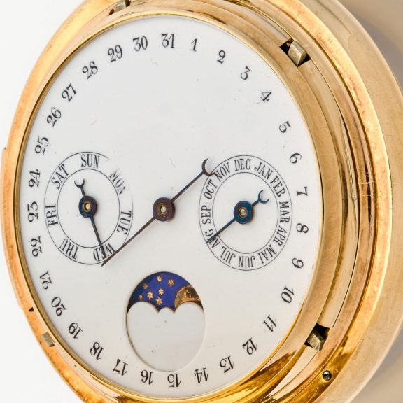 Rare Swiss gold double dialled repeating calendar watch Circa 1890 Rare Swiss gold double dialled repeating calendar watch Circa 1890