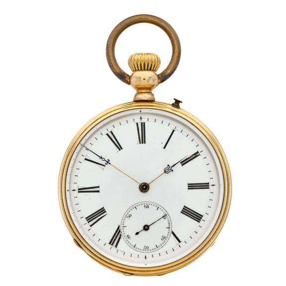 Fine Swiss 14K yellow gold open faced lever watch Circa 1880