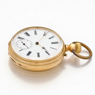 Fine Swiss 14K yellow gold open faced lever watch Circa 1880