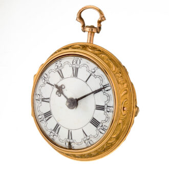 An English verge in 20 Carat gold repousse pair cases Circa 1765