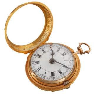 An English verge in 20 carat gold repousse pair cases Circa 1765