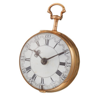 An English verge in 20 carat gold repousse pair cases Circa 1765