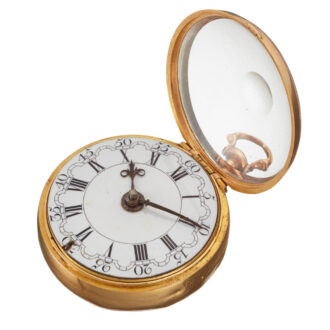 An English verge in 20 carat gold repousse pair cases Circa 1765