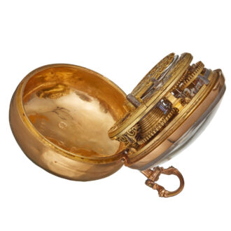 An English verge in 20 carat gold repousse pair cases Circa 1765