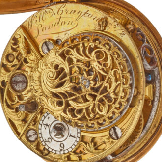 An English verge in 20 carat gold repousse pair cases Circa 1765