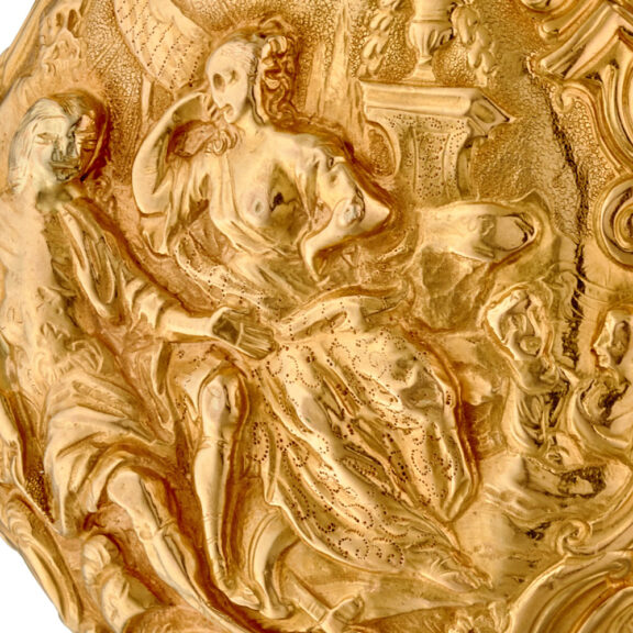An English verge in 20 carat gold repousse pair cases Circa 1765 An English verge in 20 carat gold repousse pair cases Circa 1765