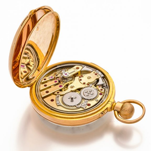 French 18 carat gold quarter repeating pocket watch Circa 1880 French 18 carat gold quarter repeating pocket watch Circa 1880
