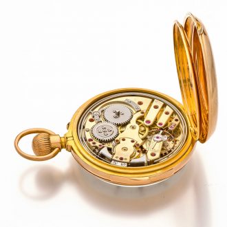 French 18 carat gold quarter repeating pocket watch Circa 1880