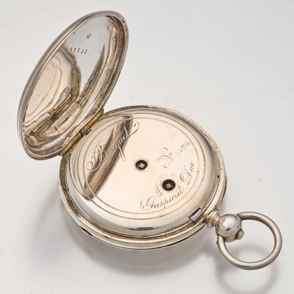 French silver open faced lever pocket watch by Breguet Circa 1873 French silver open faced lever pocket watch by Breguet Circa 1873