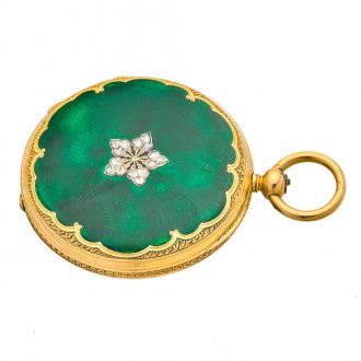 Elegant Swiss gold, diamond set and enamelled watch Circa 1860
