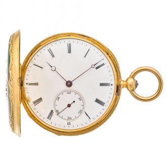 Elegant Swiss gold, diamond set and enamelled watch Circa 1860