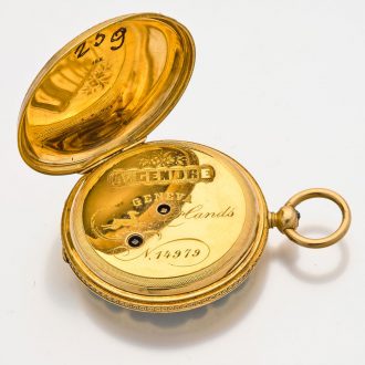 Elegant Swiss gold, diamond set and enamelled watch Circa 1860