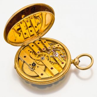 Elegant Swiss gold, diamond set and enamelled watch Circa 1860