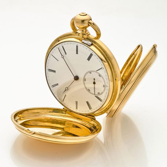 Swiss gold hunting cased one-minute tourbillon watch Circa 1860 Swiss gold hunting cased one-minute tourbillon watch Circa 1860