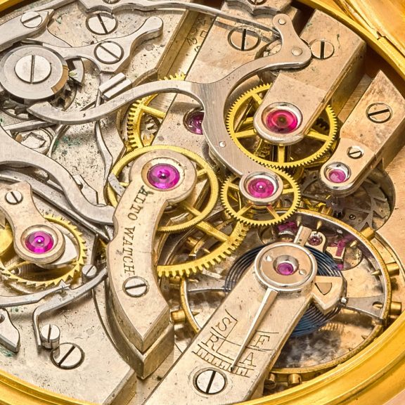 Swiss gold pulsation watch with Memento Mori case Circa 1895 Swiss gold pulsation watch with Memento Mori case Circa 1895