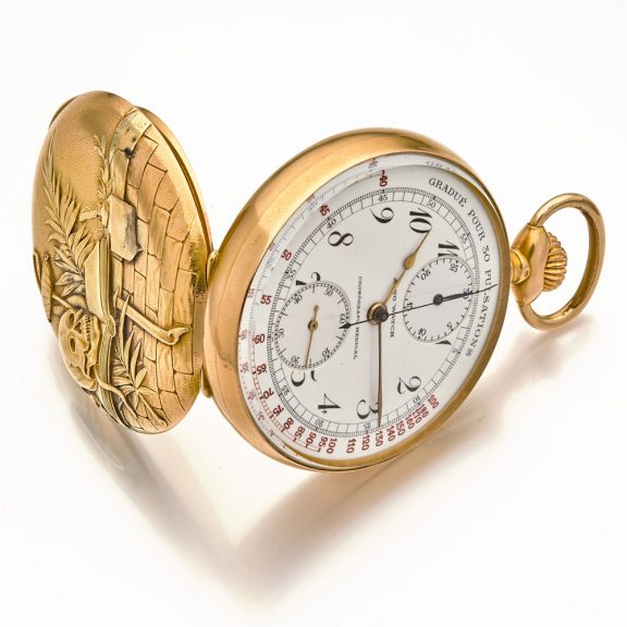 Swiss gold pulsation watch with Memento Mori case Circa 1895 Swiss gold pulsation watch with Memento Mori case Circa 1895