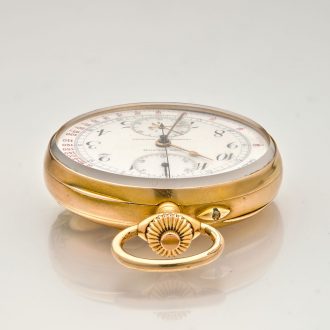 Swiss gold pulsation watch with Memento Mori case Circa 1895