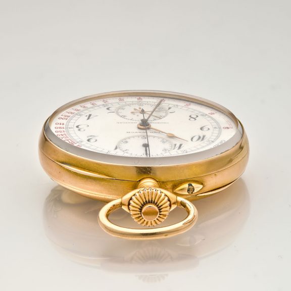 Swiss gold pulsation watch with Memento Mori case Circa 1895 Swiss gold pulsation watch with Memento Mori case Circa 1895