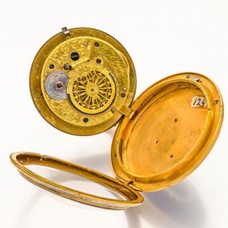 Exquisite English gold and enamel verge pocket watch Circa 1810
