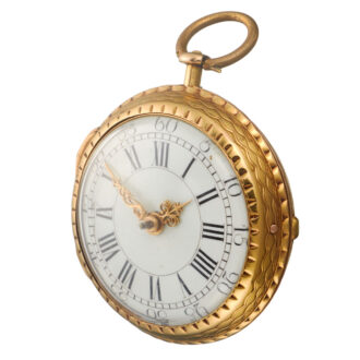 English gold verge in a chased and engraved case Circa 1770