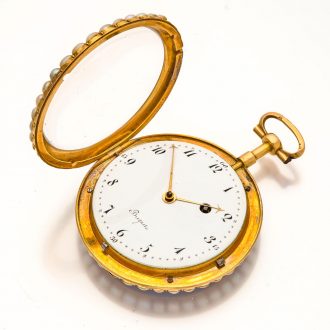 Splendid French 18K gold and enamel verge watch Circa 1790Splendid French 18K gold and enamel verge watch Circa 1790