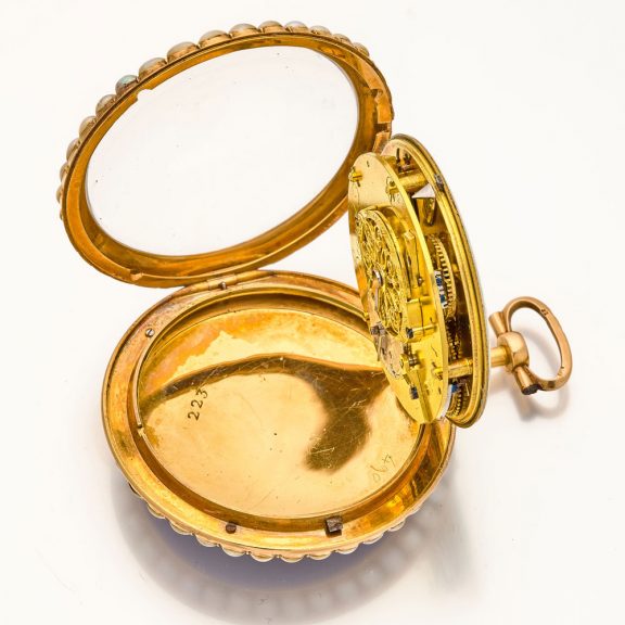 Splendid French 18K gold and enamel verge watch Circa 1790 Splendid French 18K gold and enamel verge watch Circa 1790