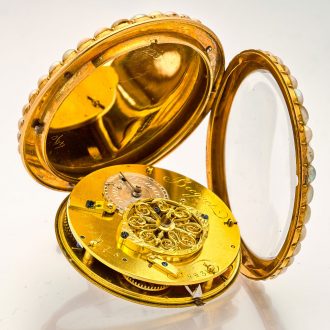 Splendid French 18K gold and enamel verge watch Circa 1790