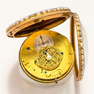Splendid French 18K gold and enamel verge watch Circa 1790
