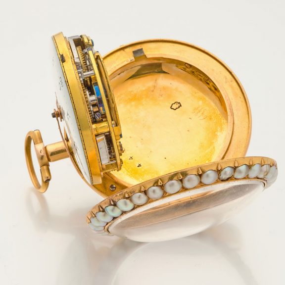 French 18 carat gold and enamel pocket watch Circa 1800 French 18 carat gold and enamel pocket watch Circa 1800
